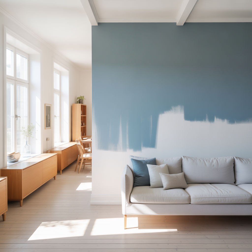 4.Sa malar du ett rum i tva farger utan skarpa overgangar