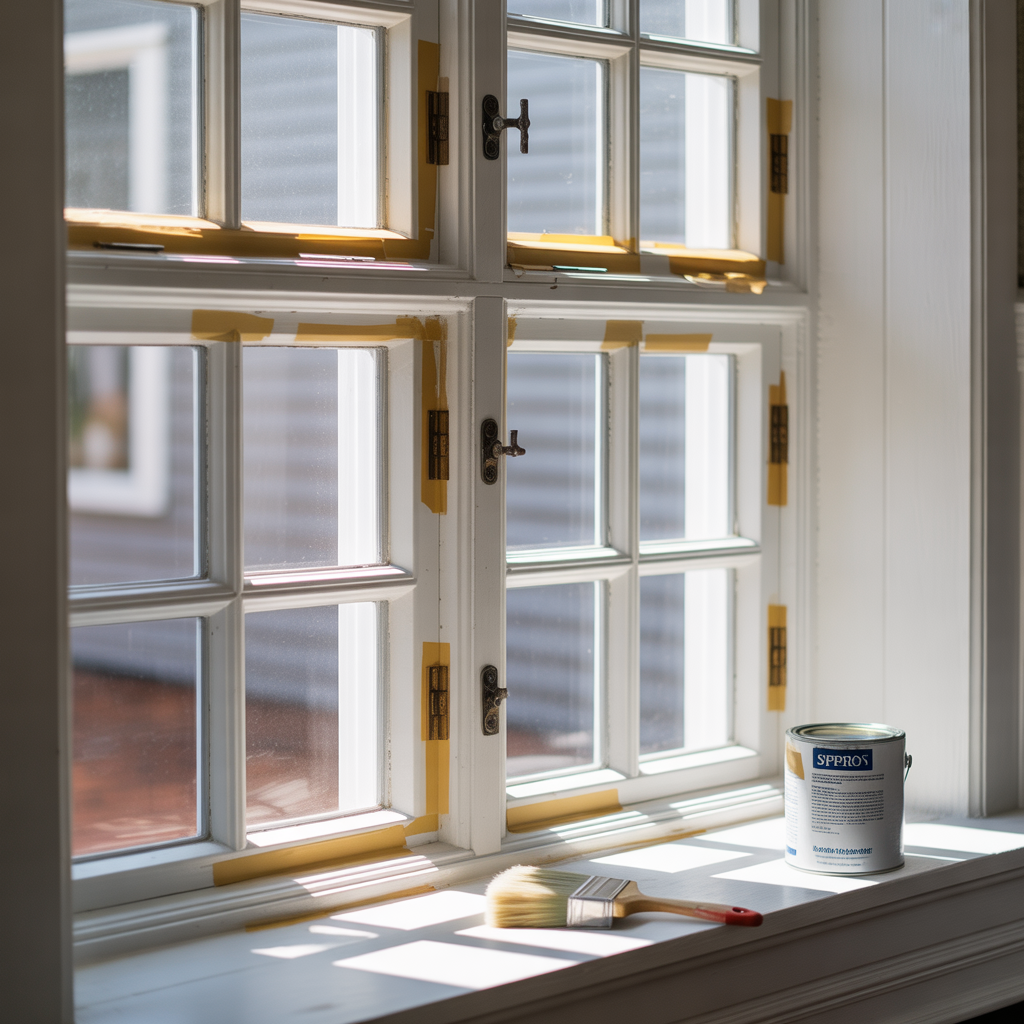 7.Sa malar du sprojsade fonster utan att fargen flyter ihop