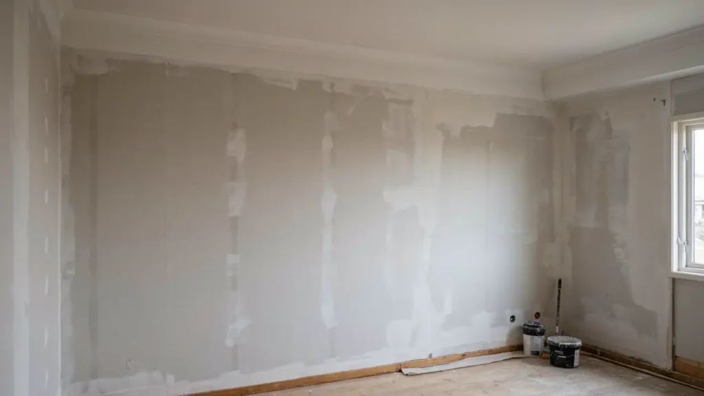 spackling och slipning av sovrum i svarte ystad
